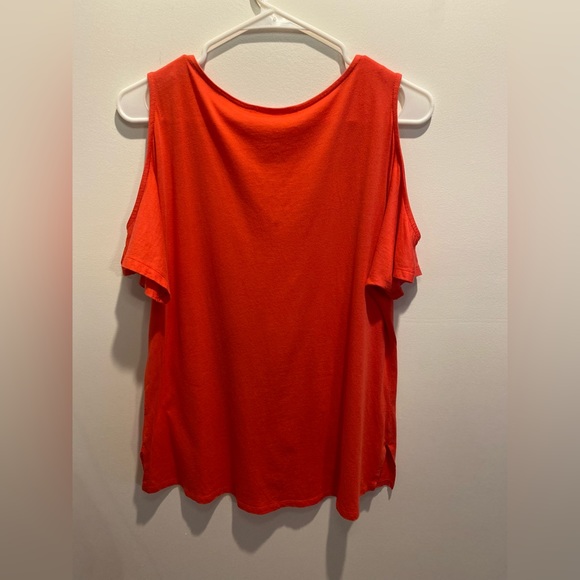 MICHAEL Michael Kors, Size M, Red/Orange, Cold Shoulder V-Neck Top - MINOR FLAW - Picture 2 of 12